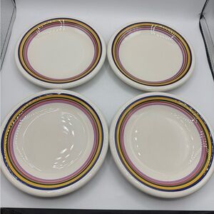 Set of 4 PRIMULA Decorata A Mano Salad Plates Stripes 8” From ITALY